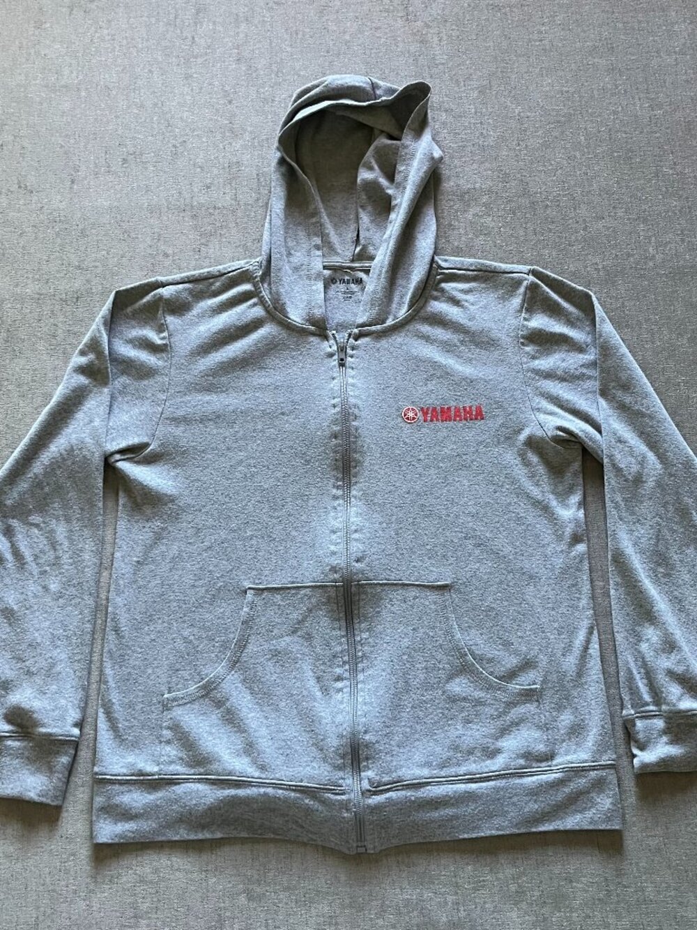 Yamaha Racing Full Zip Hoodie Men L Gray Sweatshirt Lightweight Logo Motorcycle